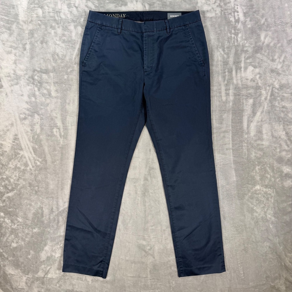 Bonobos Weekday Warrior Monday Slim Fit Chino Pants Mens 33x32 Navy Blue Cotton
